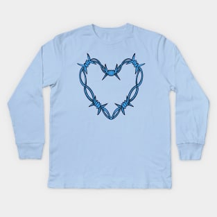 Blue barbed wire heart Kids Long Sleeve T-Shirt